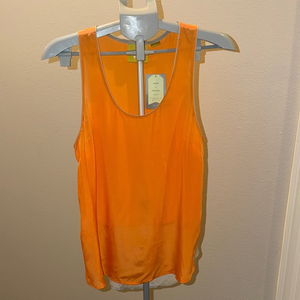 Anthropologie MAEVE Vibrant Orange Silk Tank Top